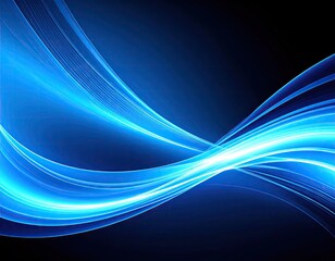 Naklejka premium Abstract blue waves on black background