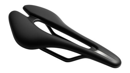 Narrow aero saddle with carbon rails and cutout design