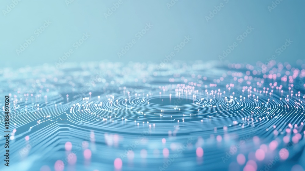 Poster abstract high-tech circuit board pattern background with glowing nodes