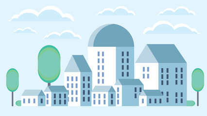 Fototapeta premium Flat Landscape Urban Village buildings with simple flat conceptual in vector .