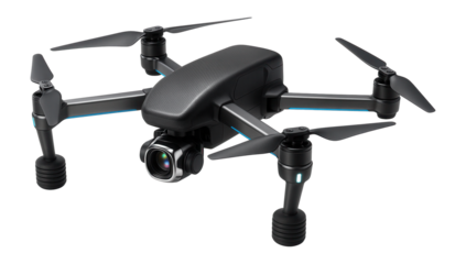 Drone with thermal imaging camera and shock-absorbent landing pads