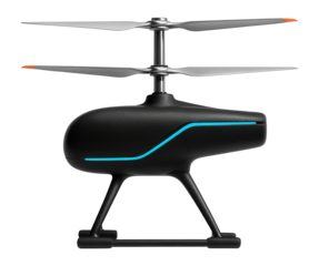 Coaxial rotor drone with two counter-rotating blades mounted on a single axis