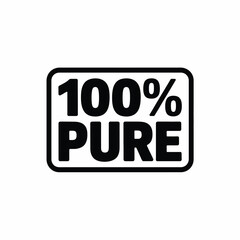 Fototapeta premium Black and White 100 Percent Pure Label with Rounded Rectangle Border