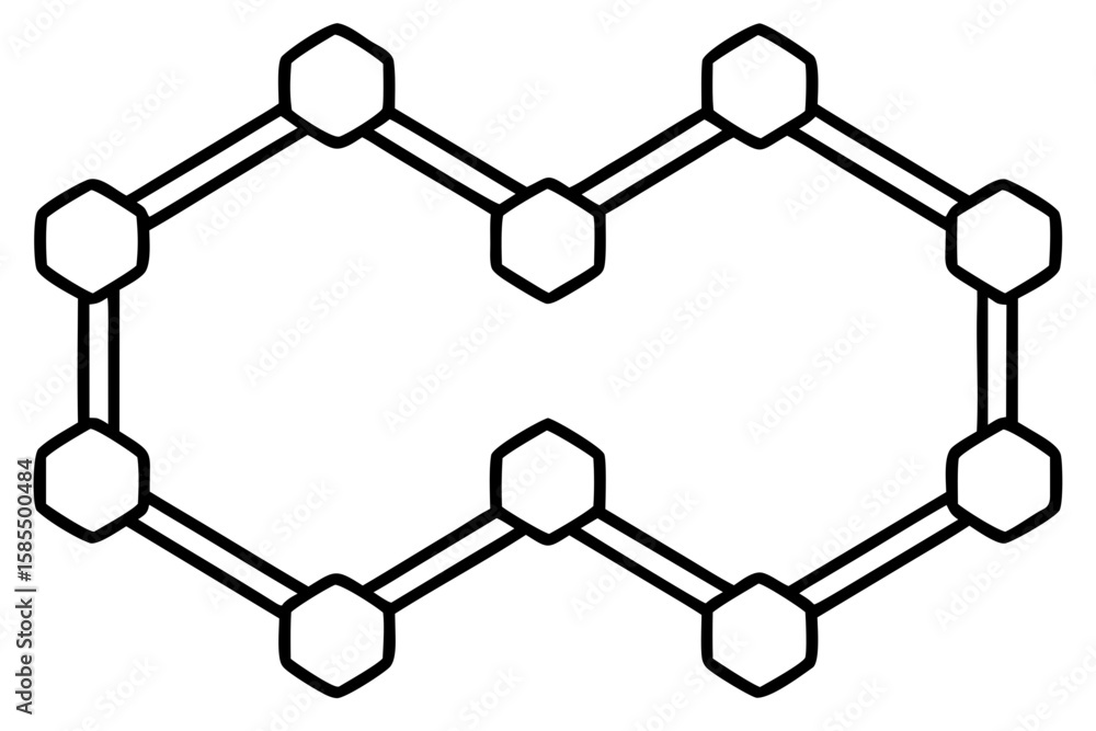 Fototapete A stylish white background features a diagonal grid line border adorned with delicate hexagonal nodes at each intersection point, creating a modern geometric design element.