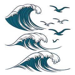 vector illustration of a set of fishes