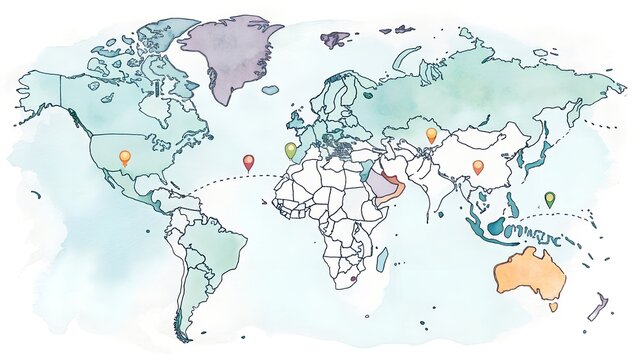 map of the world in a mosaic of harlequin bubbles - Powered by Adobe