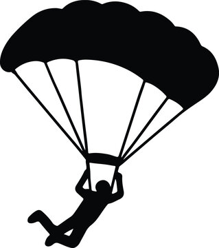 Silhouette skydiver with parachute jumping adventure sport vector Illustrator