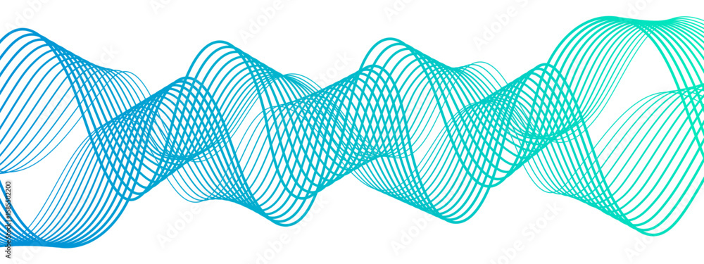 Poster abstract wave design with overlapping curved lines and gradient. lines rhythmic, flowing, elliptical