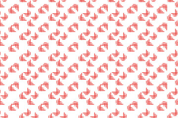 Seamless abstract red geometric pattern with modern brushstroke motifs on white background, minimalist festive design