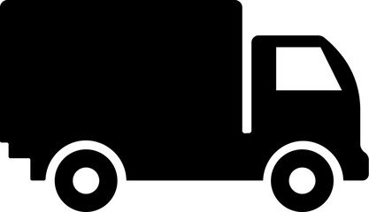 Fast delivery truck icon representing shipping or logistics. Moving Truck Icon - Iconic Series Fast shipping delivery truck flat icon for apps and websites A simple black silhouette 