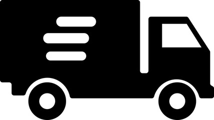 Fast delivery truck icon representing shipping or logistics. Moving Truck Icon - Iconic Series Fast shipping delivery truck flat icon for apps and websites A simple black silhouette 