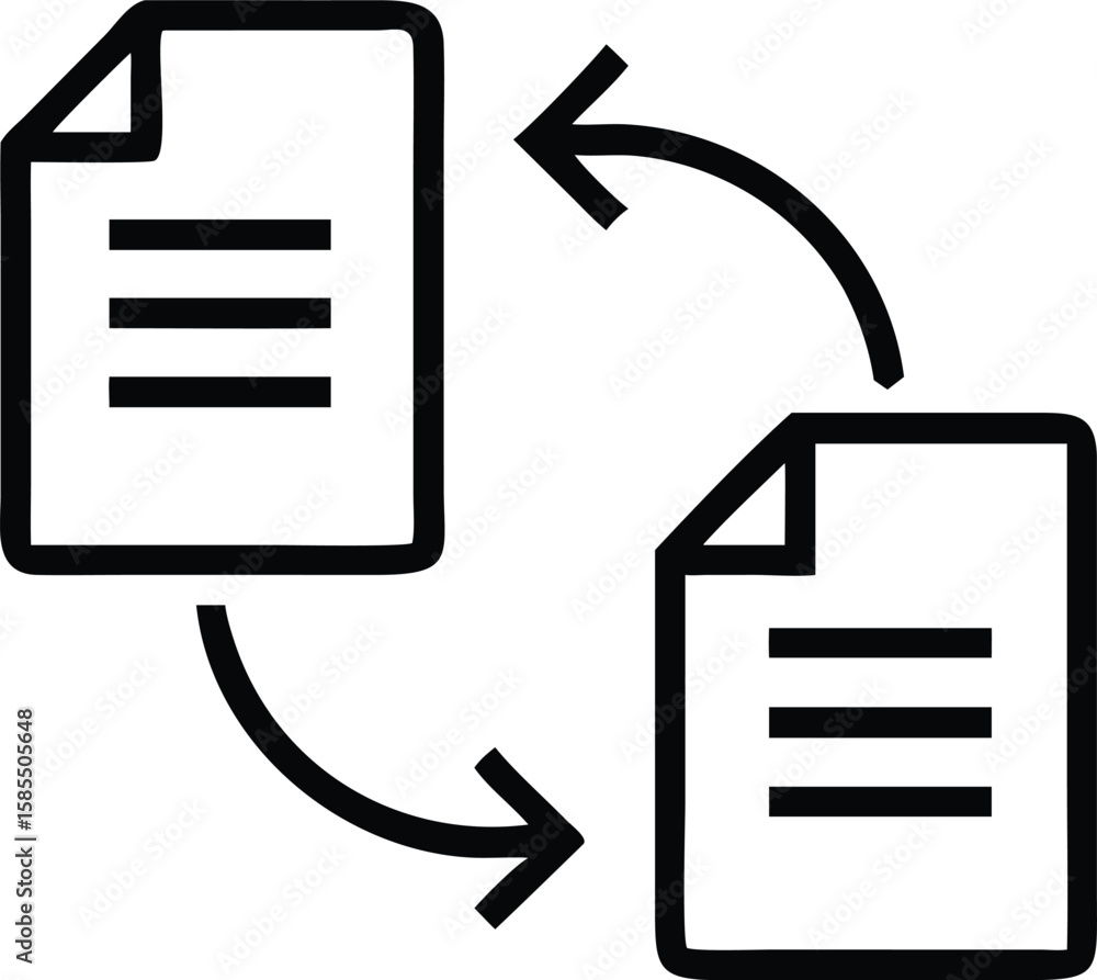 Poster file sharing icon with curved arrows representing data synchronization and exchange process