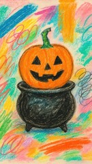 Fototapeta premium Colorful Halloween pumpkin illustration
