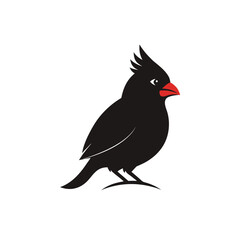 Minimalist silhouette of a cardinal perched on a branch suitable for cards