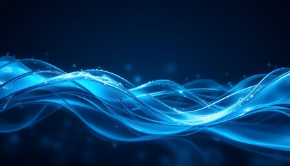 Abstract flowing blue waves on a dark background