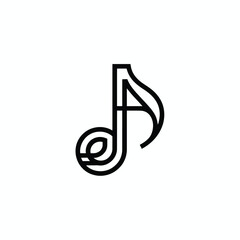 Abstract Music Note Icon with Clean Lines on White Background