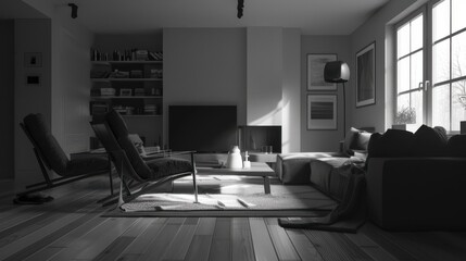 
House beautiful modern living room minimalist living room, in the style minimalism. Generative AI.
