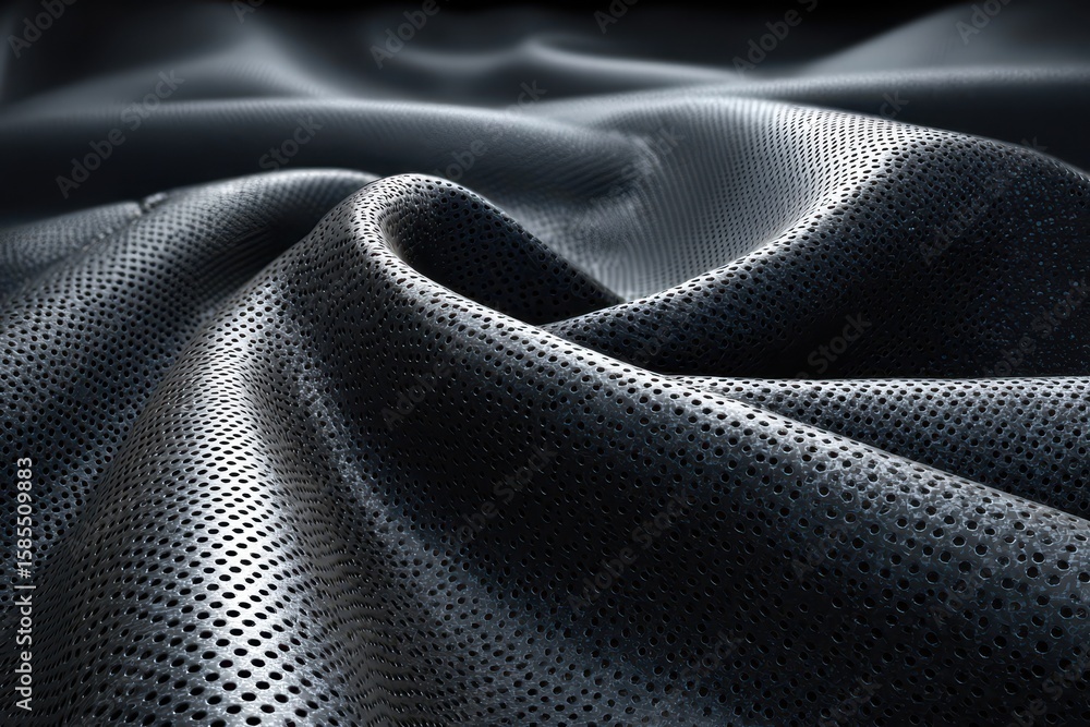 Poster dark, pliable material with many small holes and soft folds. ideal for backgrounds in design or as a