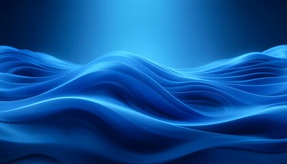 Abstract, flowing, deep blue waves on a dark background, lit from above