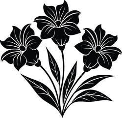 Three Flower Chain Forming Elegant Corner Silhouette