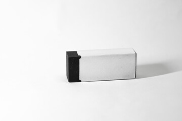 Blank rectangular box with black accents, simple product photography.