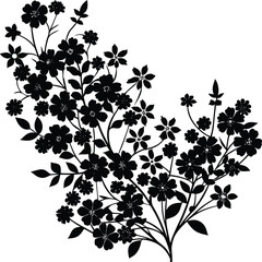 Upper Right Silhouette Corner With Small Clustered Blooms