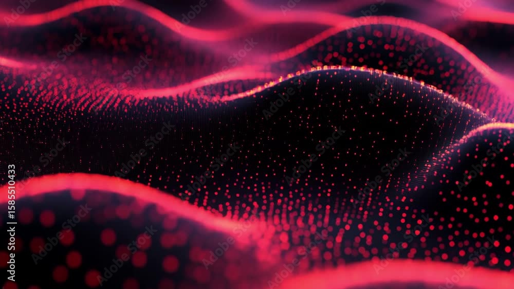 Poster electric waves of red and black move gracefully in a digital landscape showcasing abstract patterns 