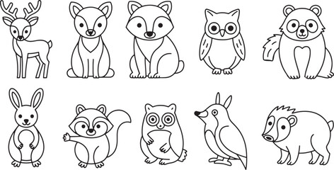 Delightful Forest Friends A Collection of Adorable Animal Outlines for Children's Designs and Nature-Themed Projects