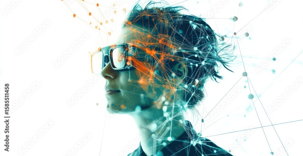 Poster conceptual visualization of artificial intelligence and neural networks