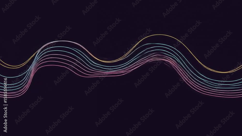 Poster oscillating lines on dark background