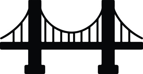 Silhouette suspension bridge iconic landmark simple vector Illustrator