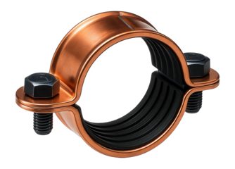 Copper tube clamp with a soldered seam for plumbing applications in residential buildings