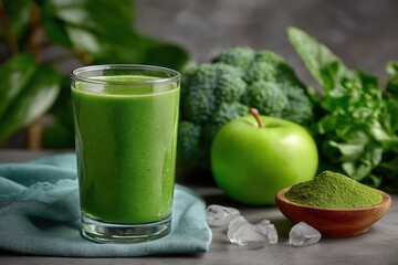 Green detox smoothie with fresh ingredients promoting healthy lifestyle