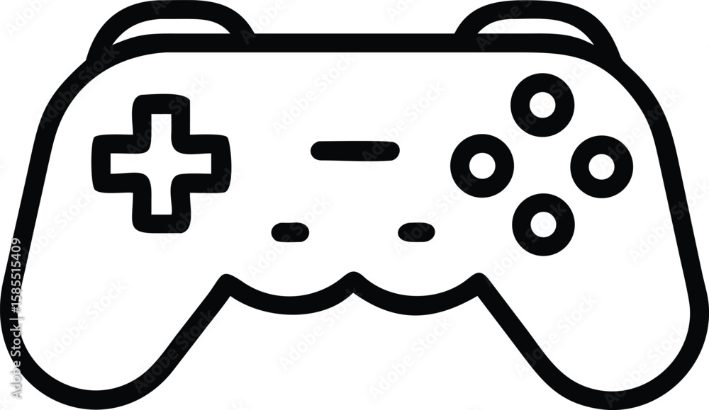 Poster gamepad controller outline icon with direction pad and buttons illustration
