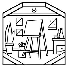 Creative Art Studio Line Icon