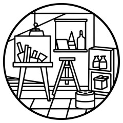 Creative Art Studio Line Icon