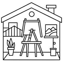 Creative Art Studio Line Icon