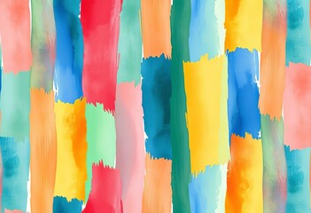 Naklejka premium Seamless watercolor stripe pattern with brushstroke texture, vibrant colors, surface, texture