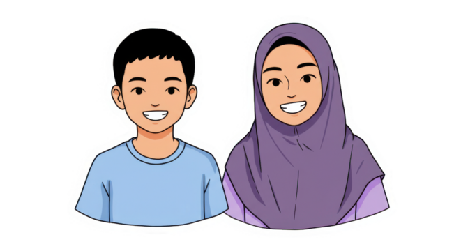 Happy Diverse Kids Cartoon Sticker