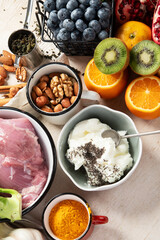Healthy food to boost immunity. Healthy food, diet and healthy life concept.