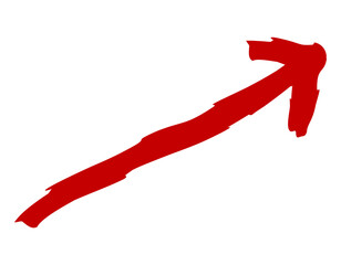 Hand drawn brush red arrow icon. Vector up arrows. Mark point icon design collection for business and education design element