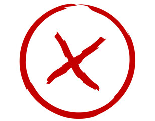 Obraz premium Hand-drawn red cross marker. Grunge red x sign. Red cross marker