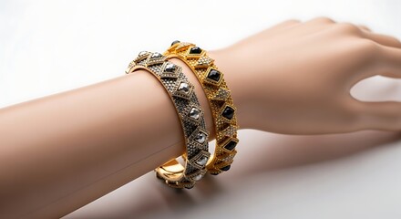 Gold Bangles on a Hand