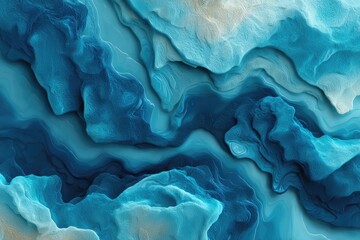 Obraz premium Abstract, layered, textured, deep blue and light teal landscape