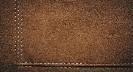 Fototapeta premium Brown Leather Texture: Stitched Detail