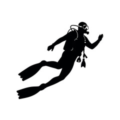 Minimalist Graphic of an Adventurous Scuba Diver Floating, Perfect for Water Sports Themes