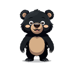 A Delightful Illustration of a Cheerful Black Bear Cub Standing Happily