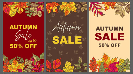 Autumn sale invites shoppers to celebrate the season with vibrant leaf designs and enticing discounts up to fifty percent off