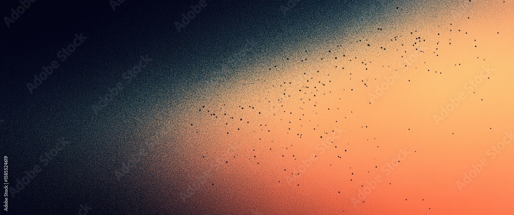 Poster gradient texture background with dark blue and orange tones and small black dots