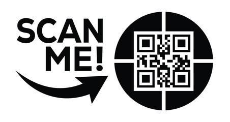 QR code scan icon set. Scan me frame. QR code scan for smartphone. QR code for mobile app, payment and identification. Vector illustration.